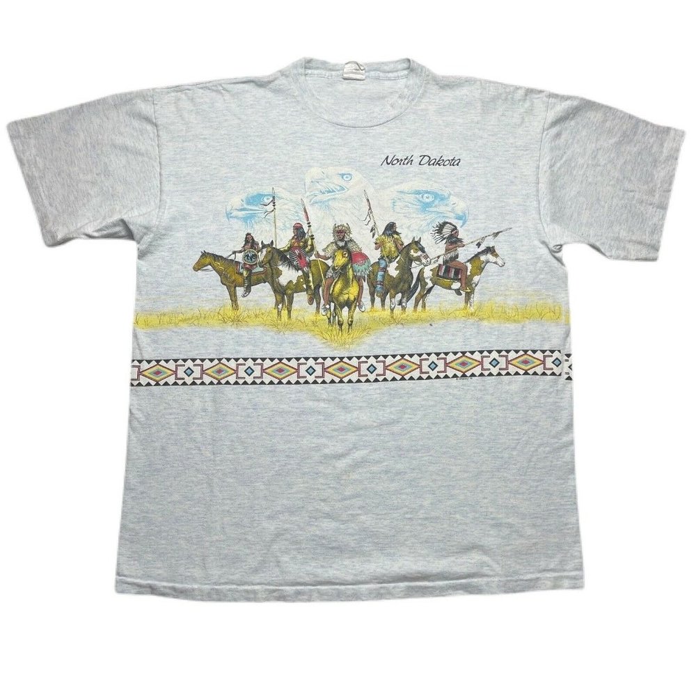 Vintage 90’s Native American T Shirt Wrap Around Print 1991 Single Stitched XL